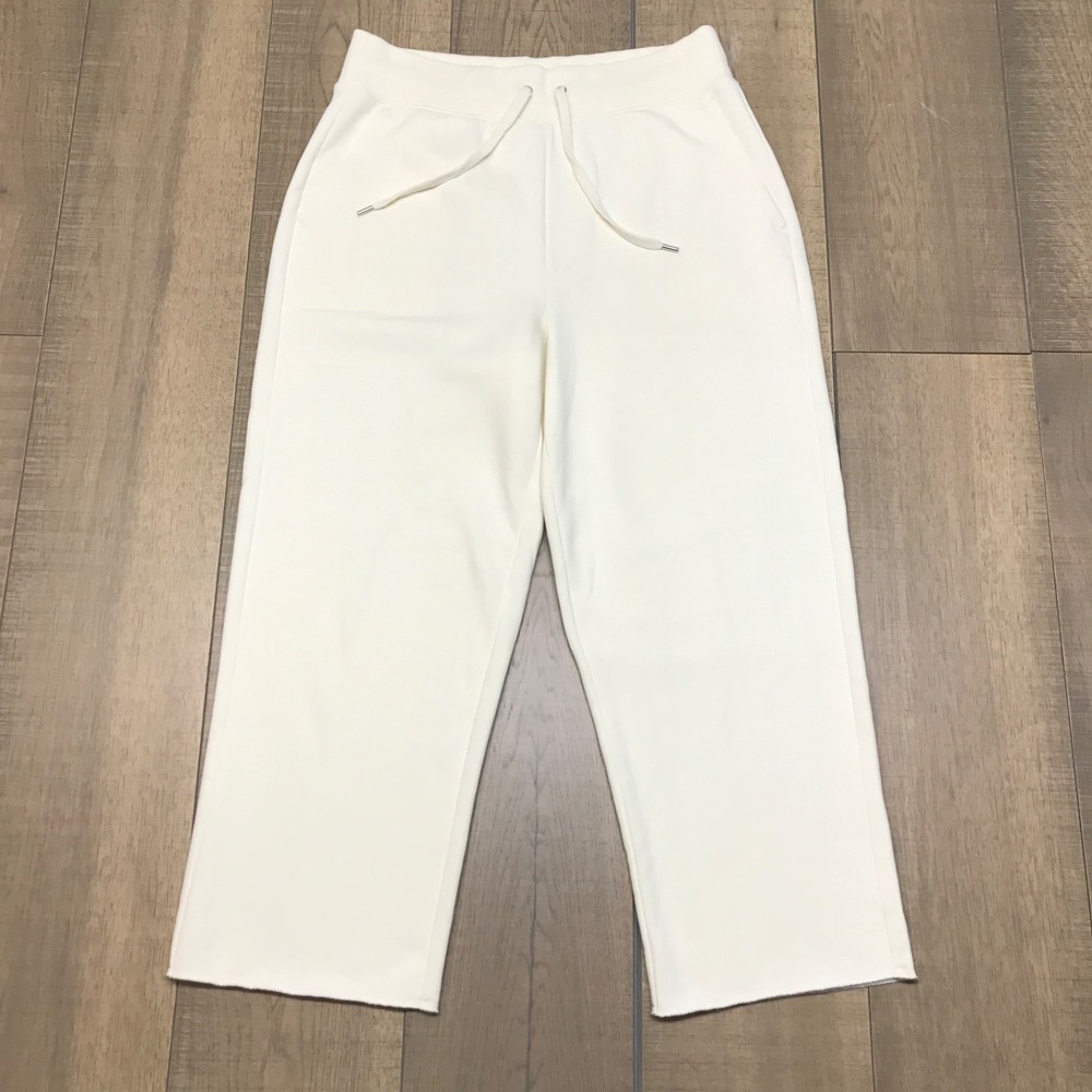 CALIA Sweatpants Pants Womens Size M Cream Fleece Pull on Crop Straight Leg‎